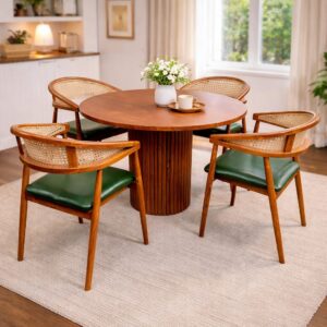 Meja Makan Jamur Kursi Rotan